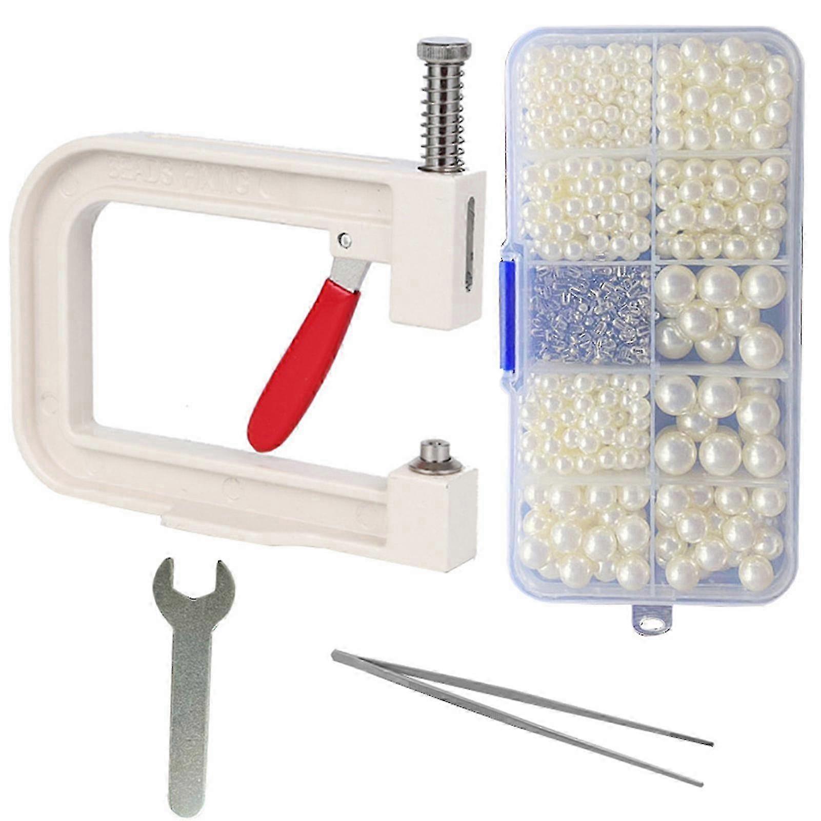 White Pearl Beads Hand Press Pearl Setting Machine Tools Beads Rive...