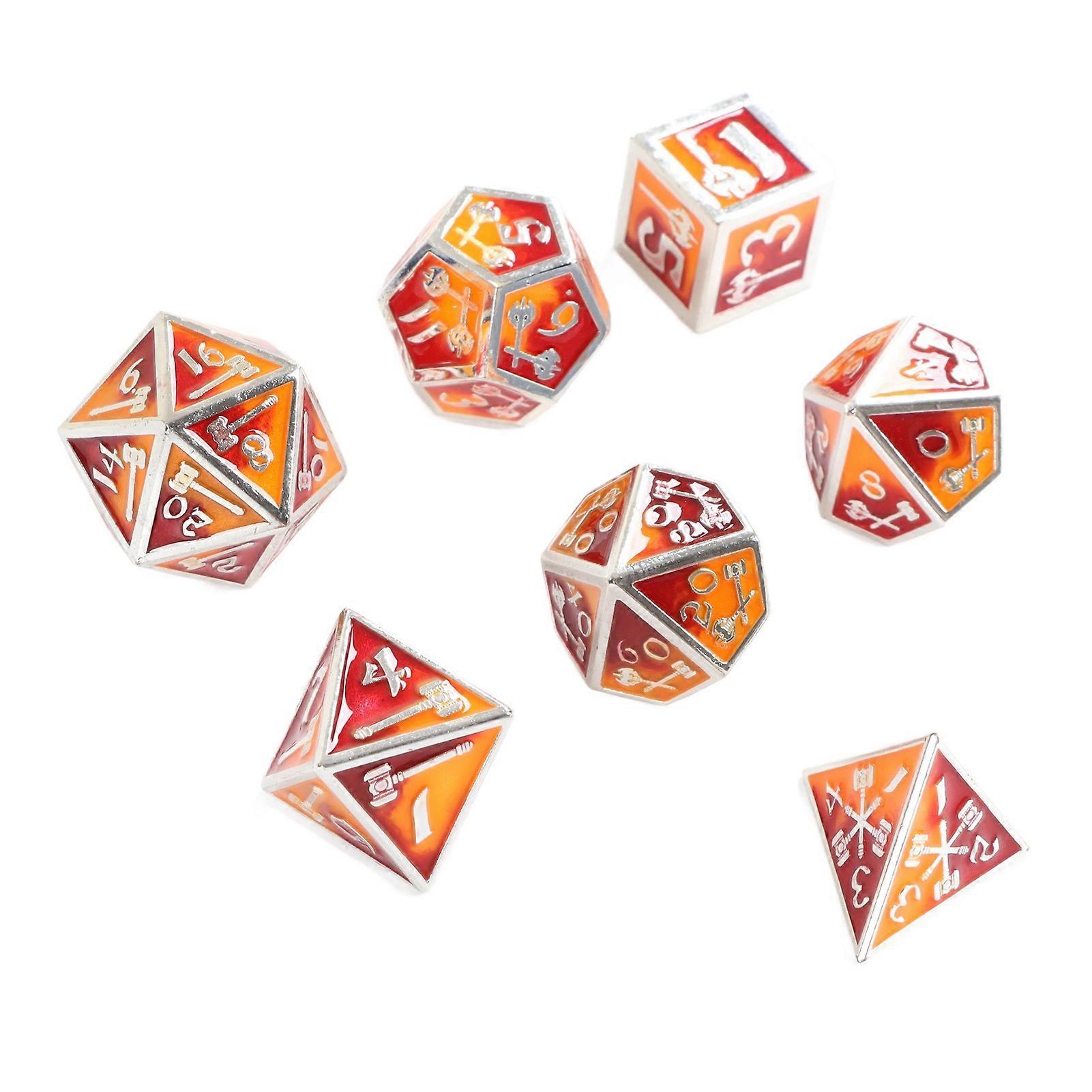 7Pcs Metal Dice Polyhedral RPG Table Game Accessories Gift with Numbers for Over 14 Years Old