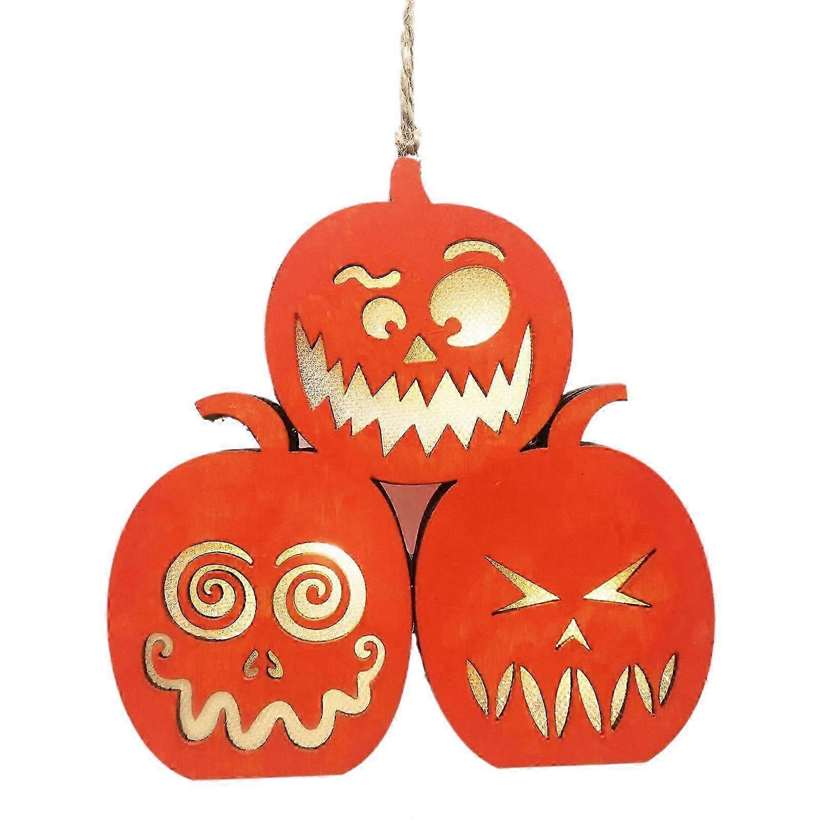 Nawiedzony dom Oświetlony znak Halloween Kształt dyni LED Ambient Light Drewniany znak