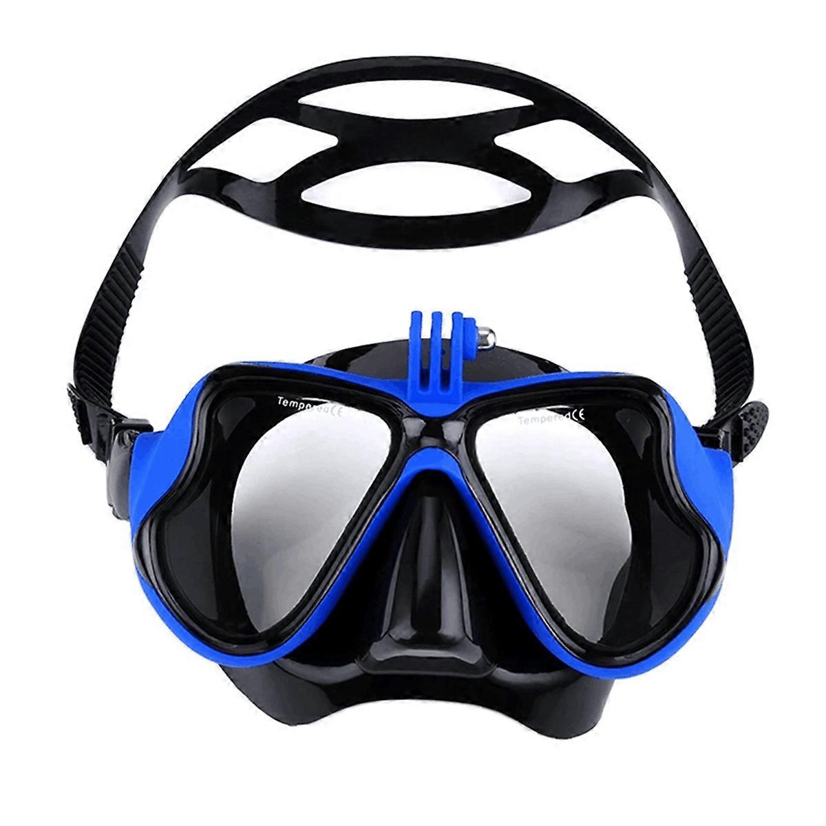 Professional Underwater Mask Camera Diving Mask Swimming Goggles Snorkel Scuba Diving Camera Holder for Blue