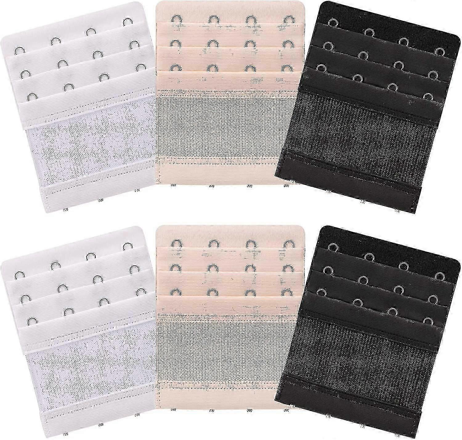 6 Pieces Women's Soft Comfortable Extenders Bra Strap 4 Hook 3 Row