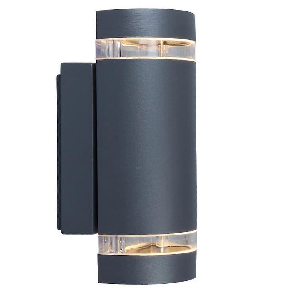 Outdoor Wall Light Anthracite Grey Finish Up And Down Lantern Dusk Till Dawn Sensor 23.5cm x 11cm