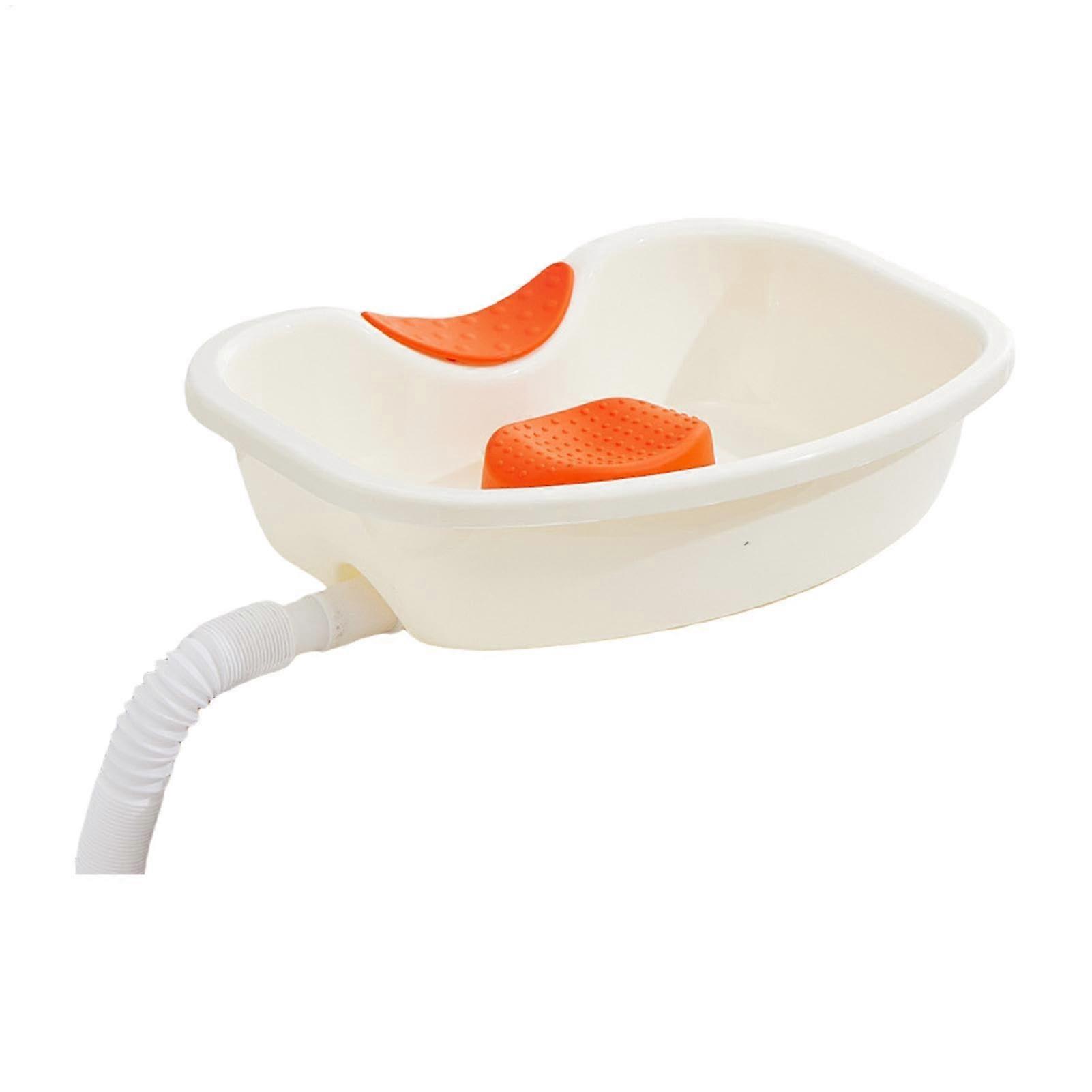 Shampoo Bowl Haarwasbak Draagbare Lade Met Neksteun Afvoerslang Voor Gehandicapte Ouderen 18.5x13.39x4.33 Wit