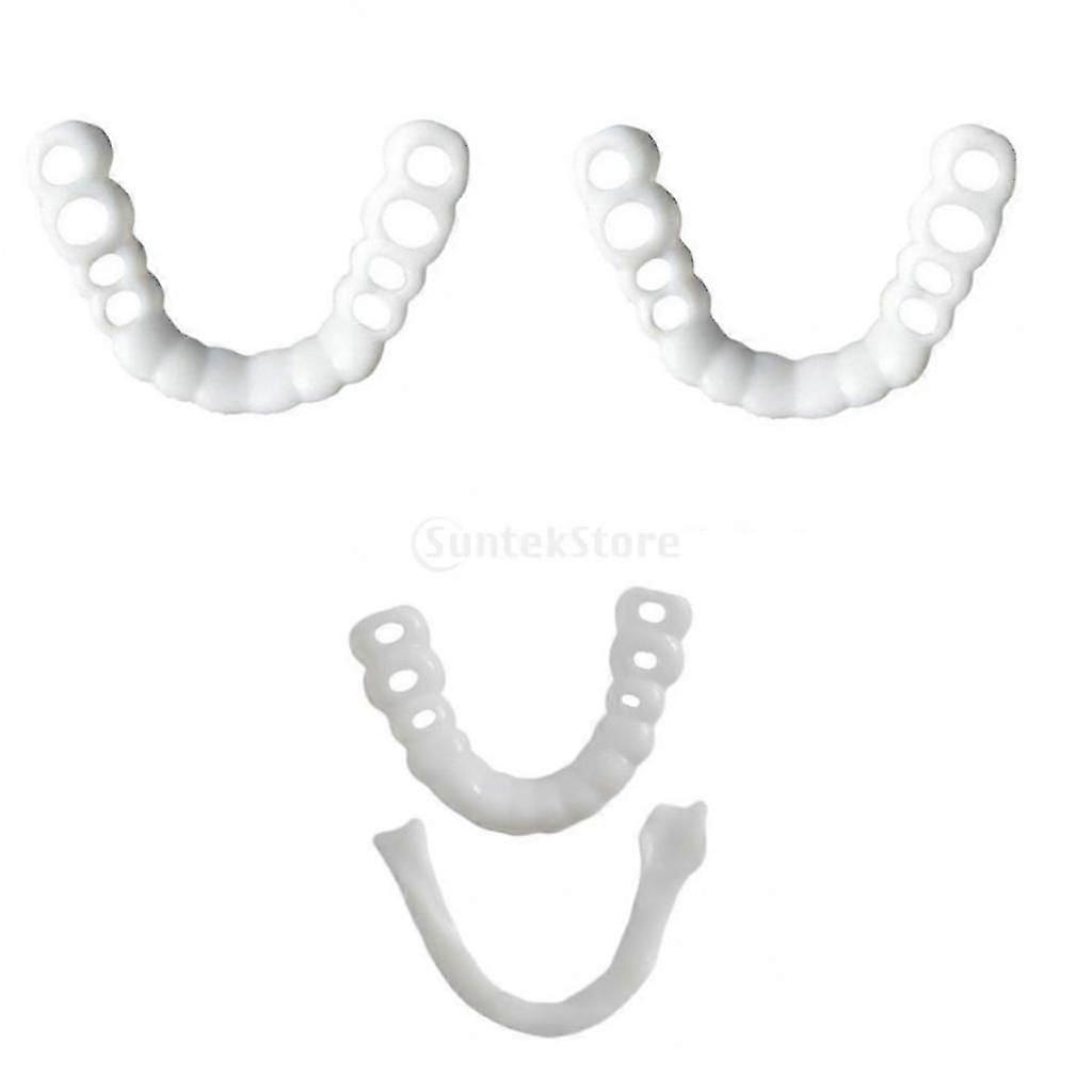 3PCS Silicone False Teeth Dental Veneers Dentures Fake Tooth Upper/Lower Kit