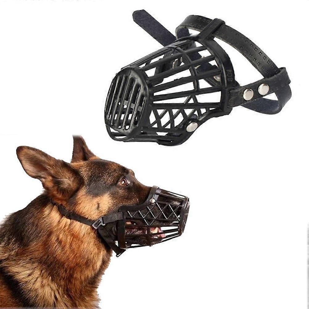 Plastic Basket Dog Muzzle Comfortable For Dog Various Sizes Tan Color No Bite No Barking - Size M (Black)