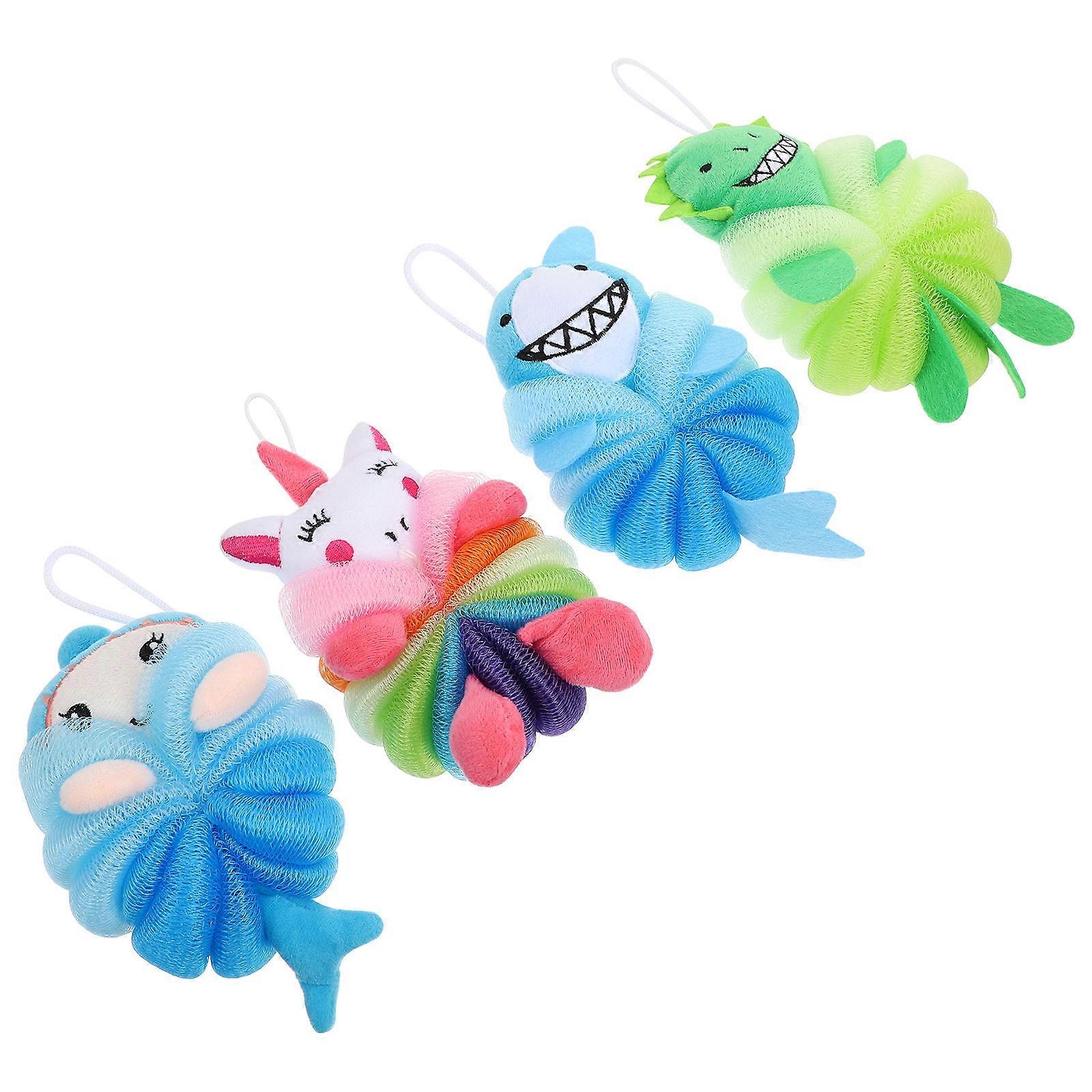 Bubble Makers Cartoon Shower Balls for Body Washing 4Pcs Pe Material