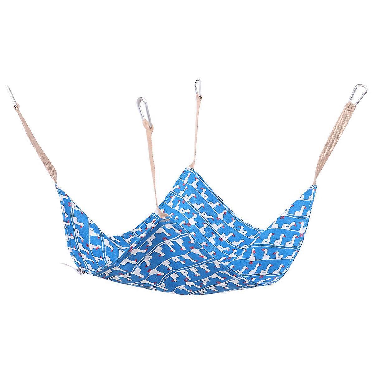 Cat Perching Hammock Cat Hanging Pad for Summer Use Blue Cotton Linen Double Sided Breathable 1Pcs