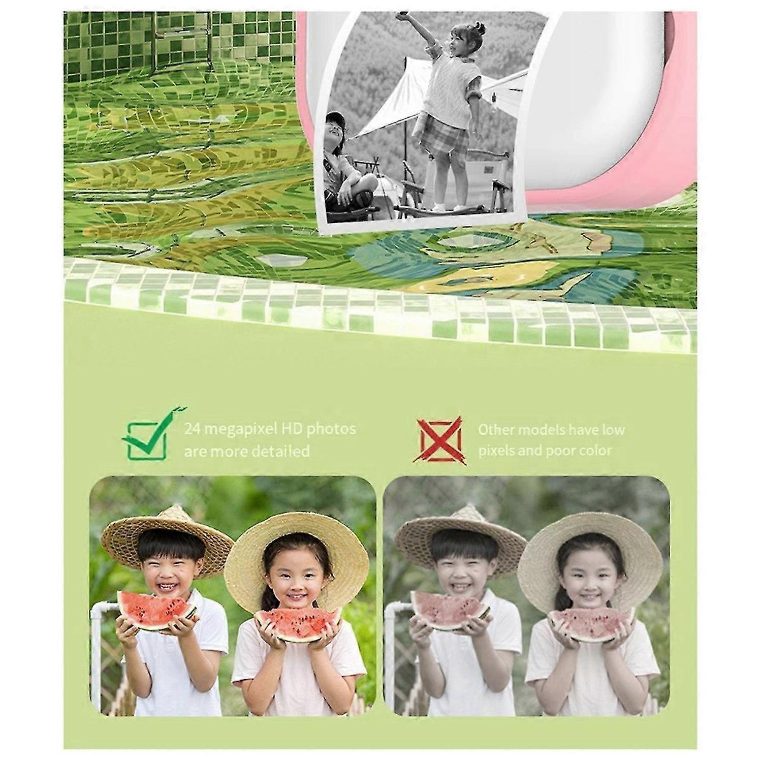 Children Print Camera Dual Camera One-Touch Printable Camera Green