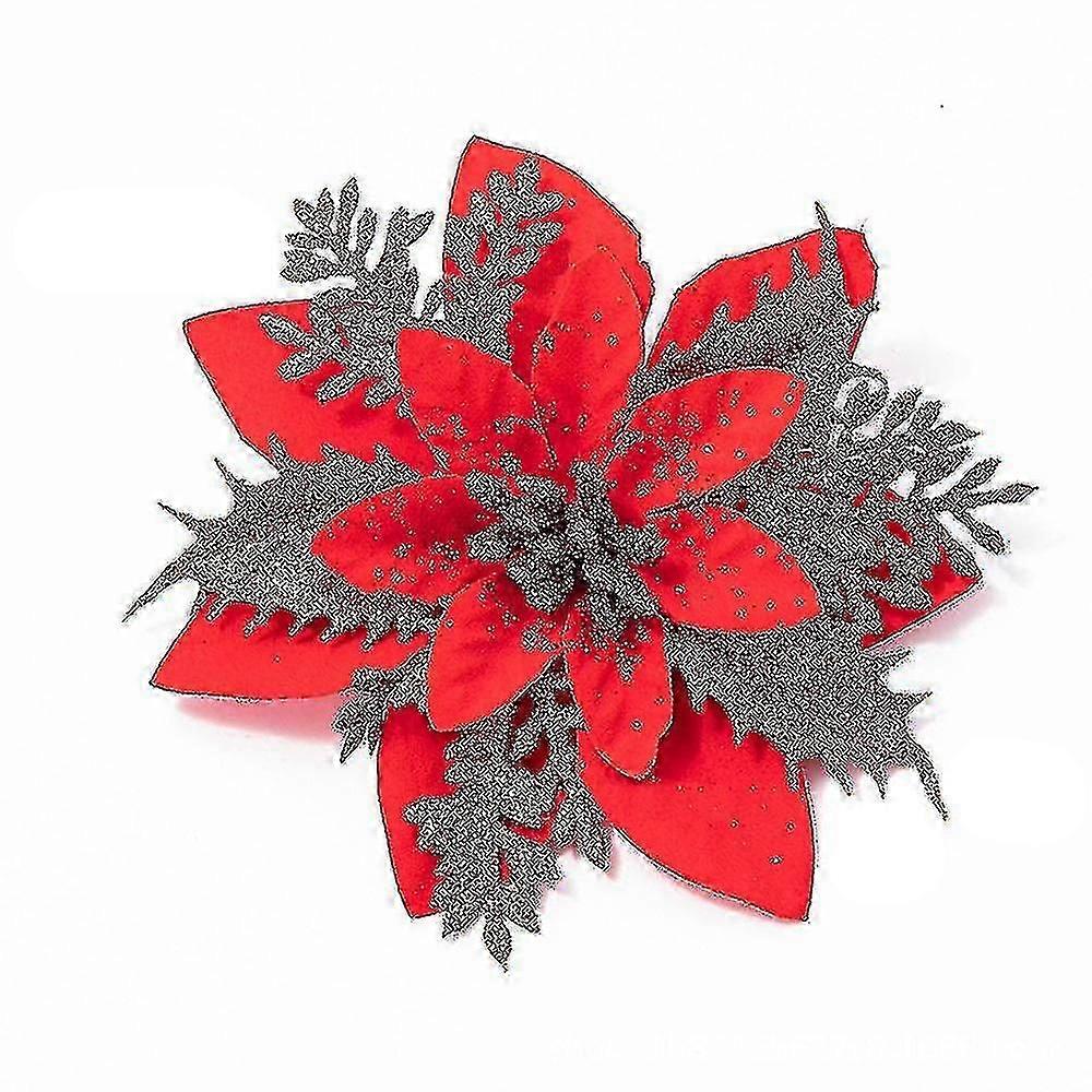 12pcs Christmas Decoration Flowers,flower For Christmas Decorations(color:red)