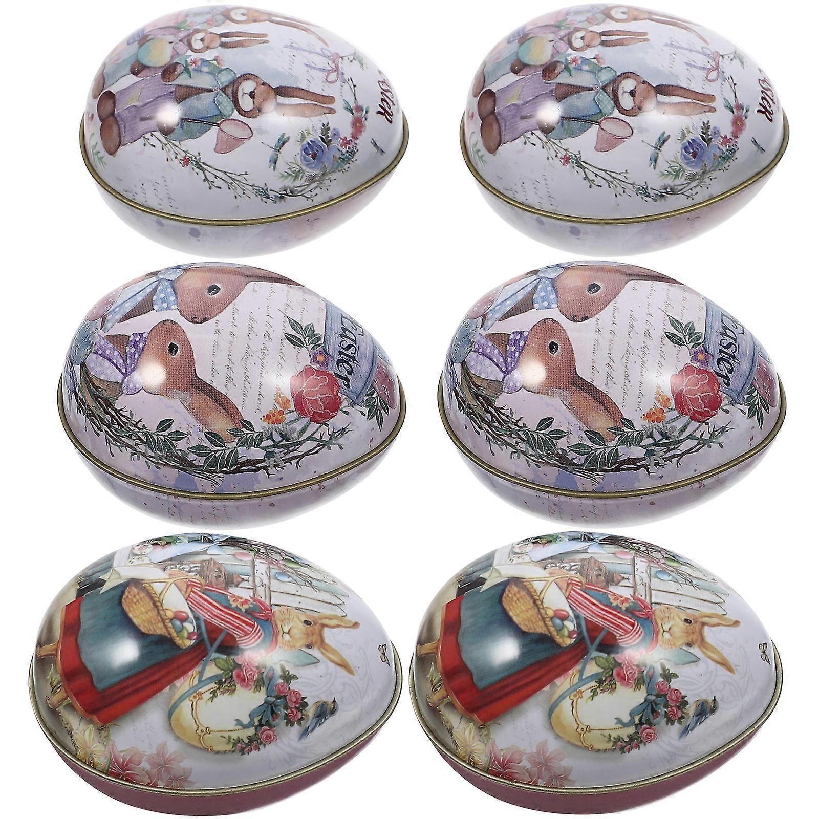 Gift Packaging Egg Shape Biscuit Boxes Party Favor Boxes Assorted Color Iron for 6Pcs