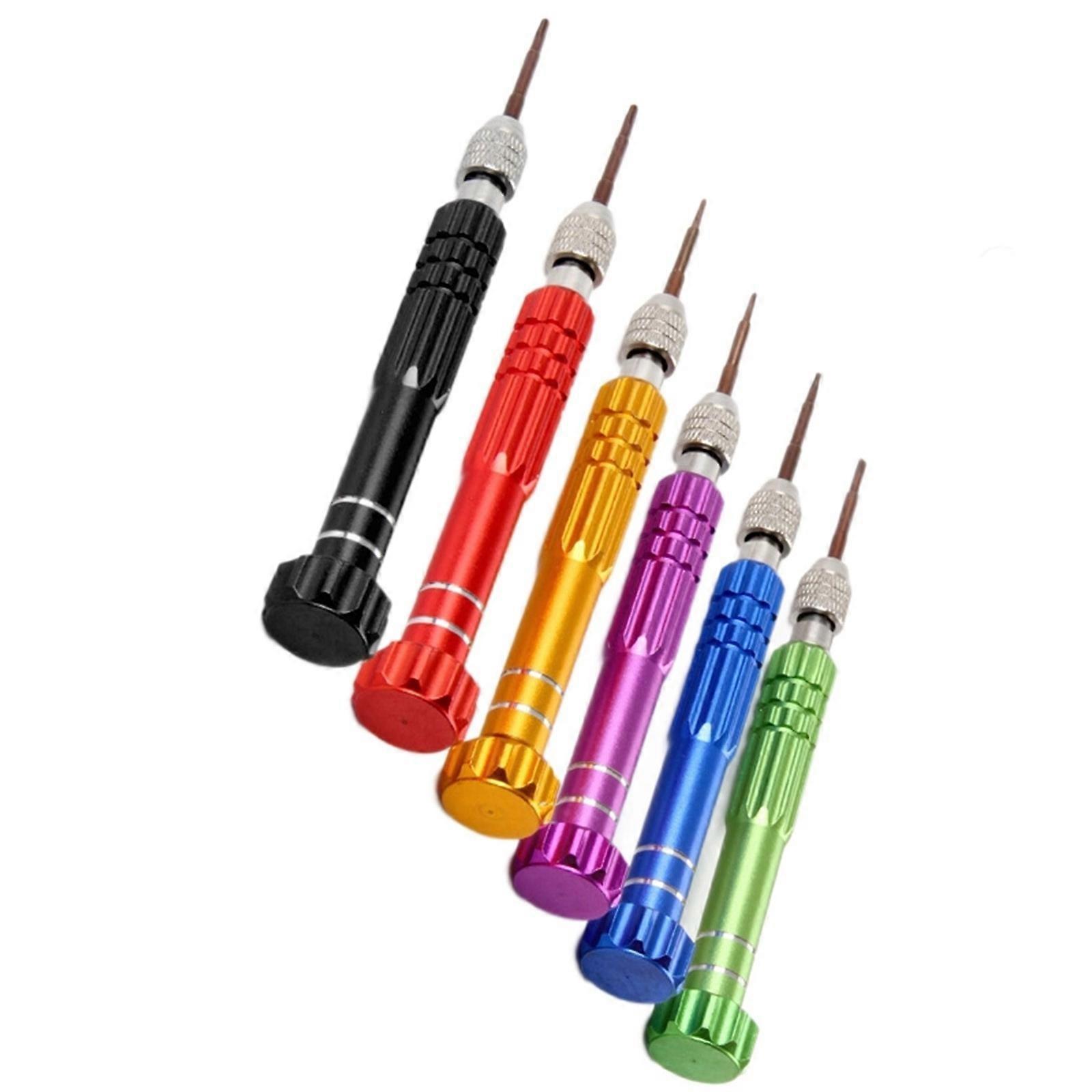 Multiple Functional 6 Part Screwdriver Set Oxidation Resistant Steel Equipment with Exchangeable Magnetic Advice Multicolor