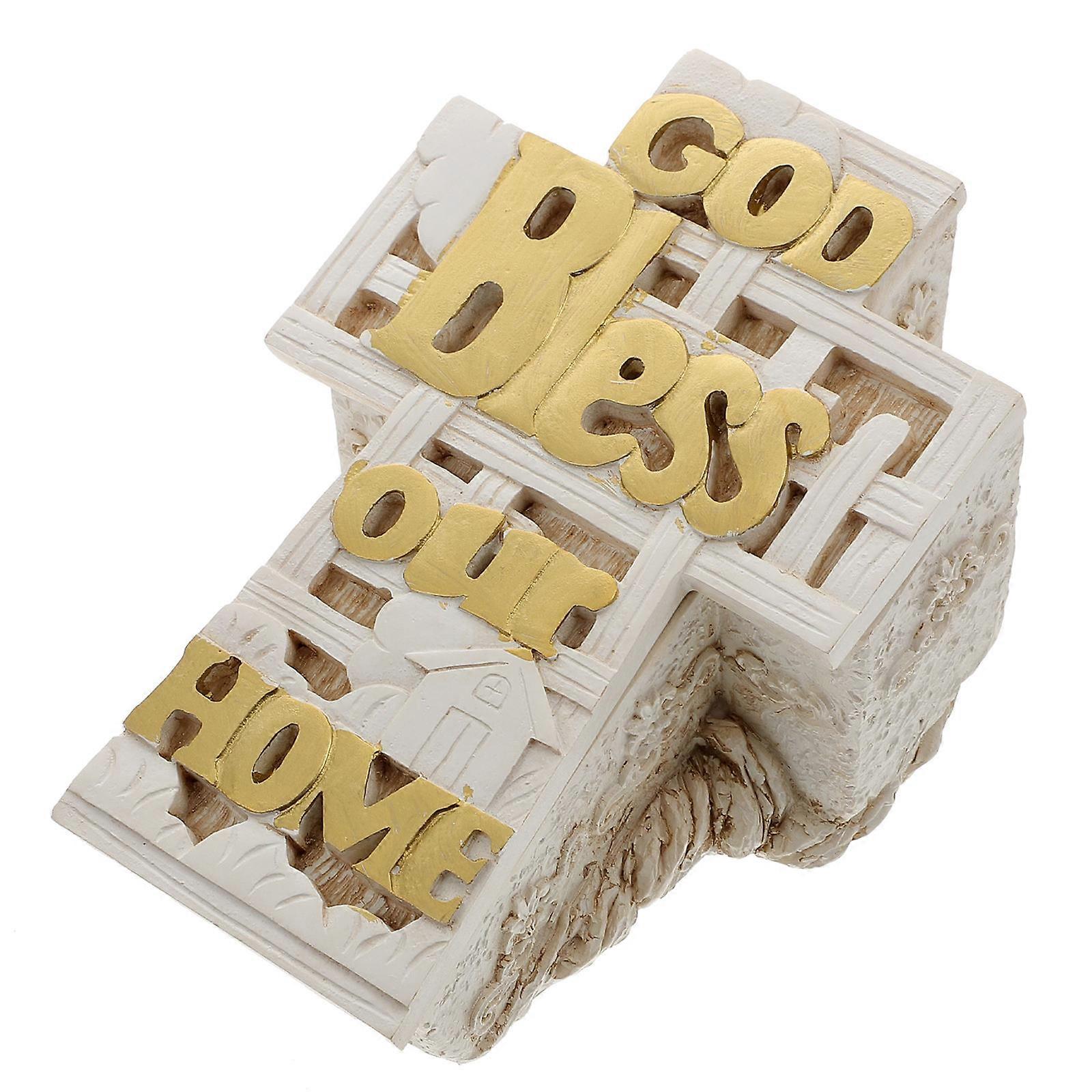 Cross Desktop Ornament Resin Craft Decor for Storage Container