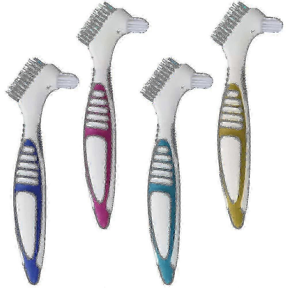 4 Pack Denture Bru With Double Sided Denture Cleaning Brush For Denture Care myi