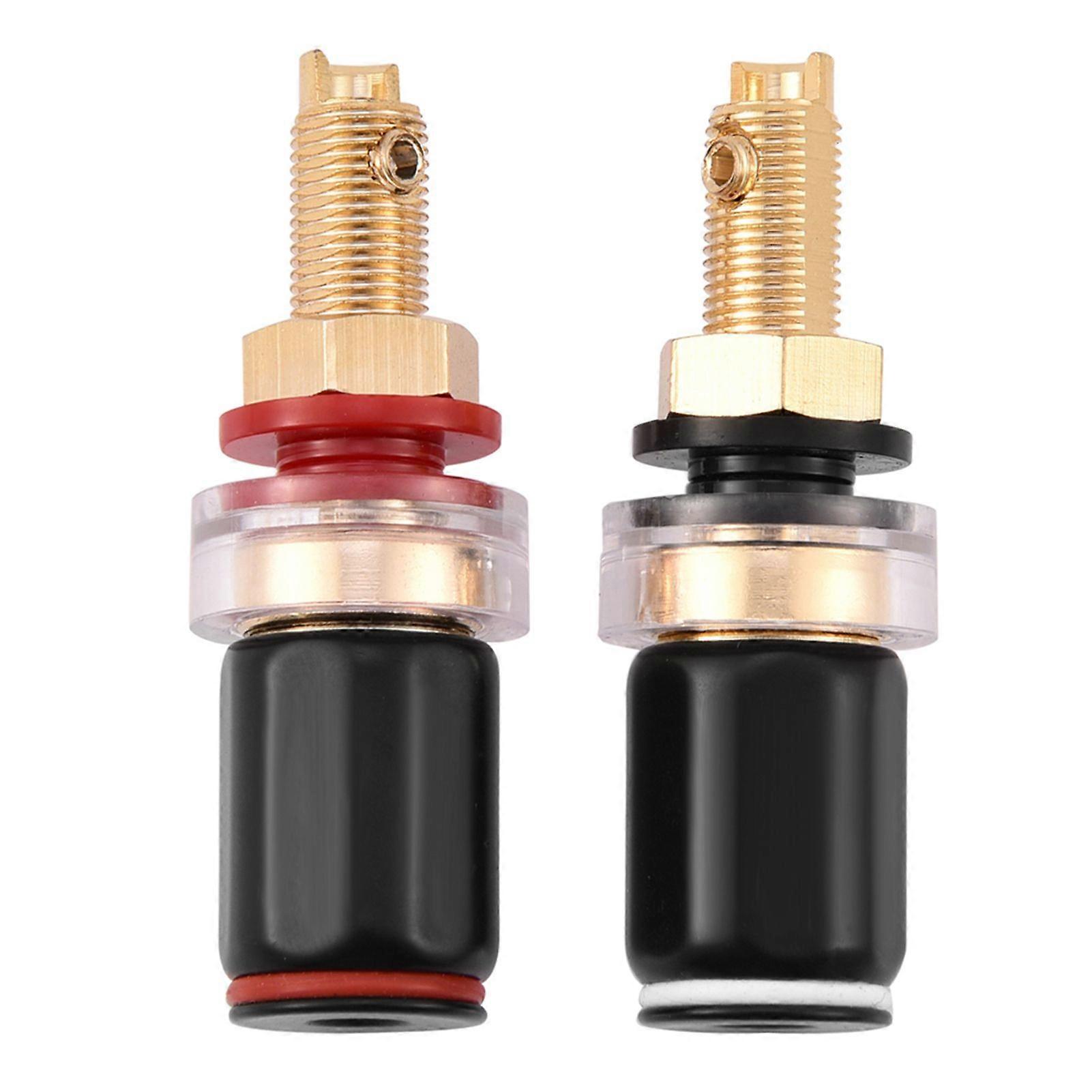 2 pcs Black &Red Free Welding Copper Speaker Amplifier Terminal for 4mm Banana Plug