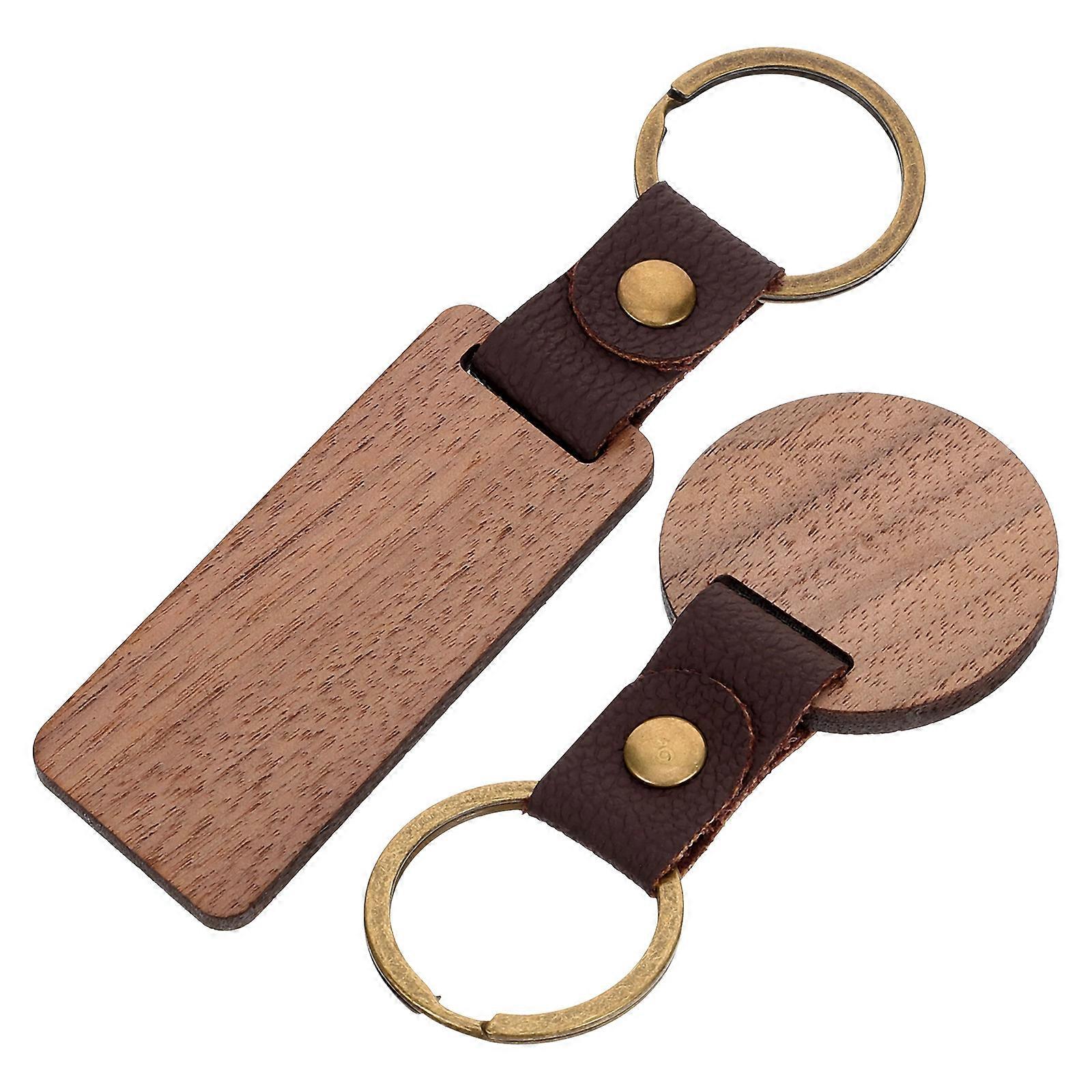 Wooden Key Chain Blanks DIY 2Pcs for Creative Accessory and Decor