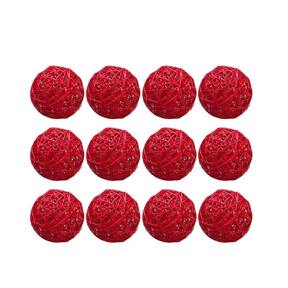 30Pcs Red Wicker Rattan Ball Hanging Decorations for Home and Party Decor
