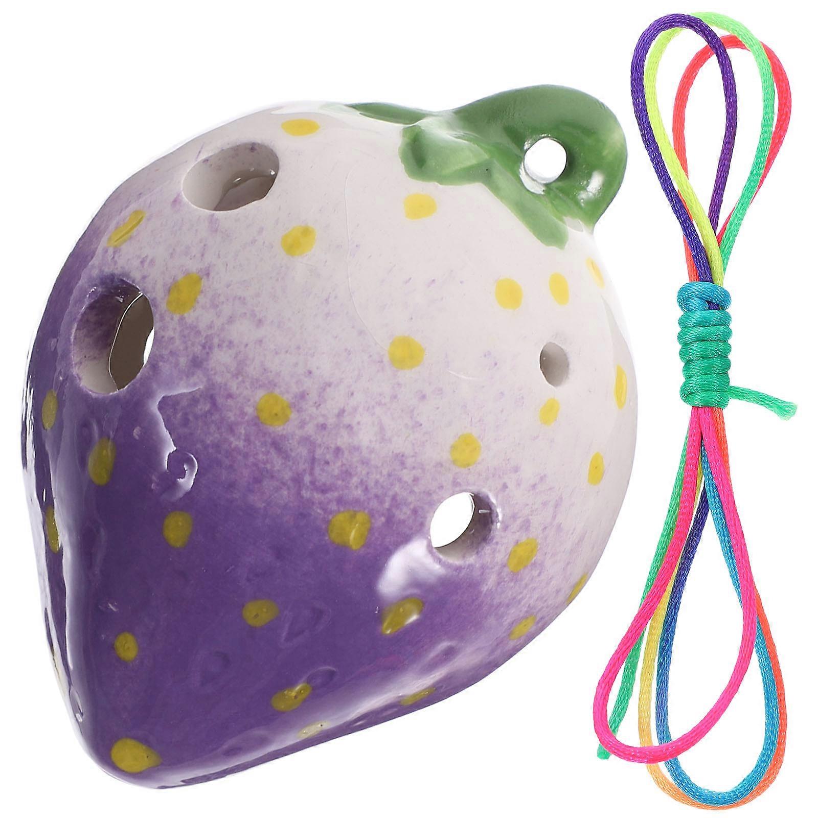 Beginner Practice 6 Holes Ocarina Wind Instrument 2.95X1.97X1.77 IN Strawberry Shape 3Pcs