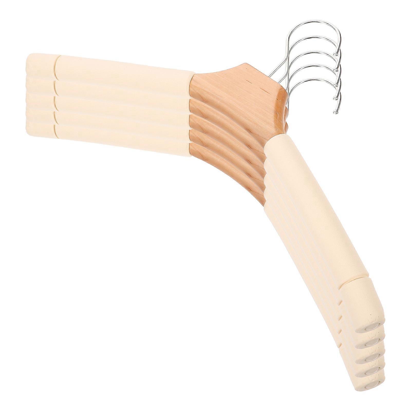 Clothes Protection 10 Pcs Wooden Hangers For Daily Use Suits Jackets Dresses Beige Color Non-Slip Design Ideal For Home Organization