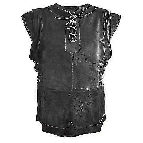 メンズ中世パンクベストバイキングコスプレアーチャーコスチュームアダルトチェストアーマーラープコスチュームジャーキンコートハロウィンメンズハンティングベスト海賊チョッキ