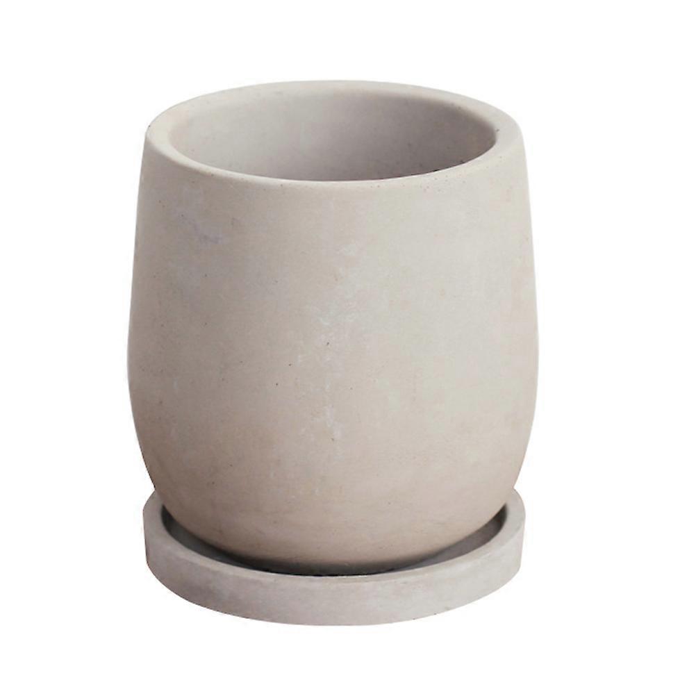 Durable Cement Succulent Planter for Garden 2Pcs with Matching Tray