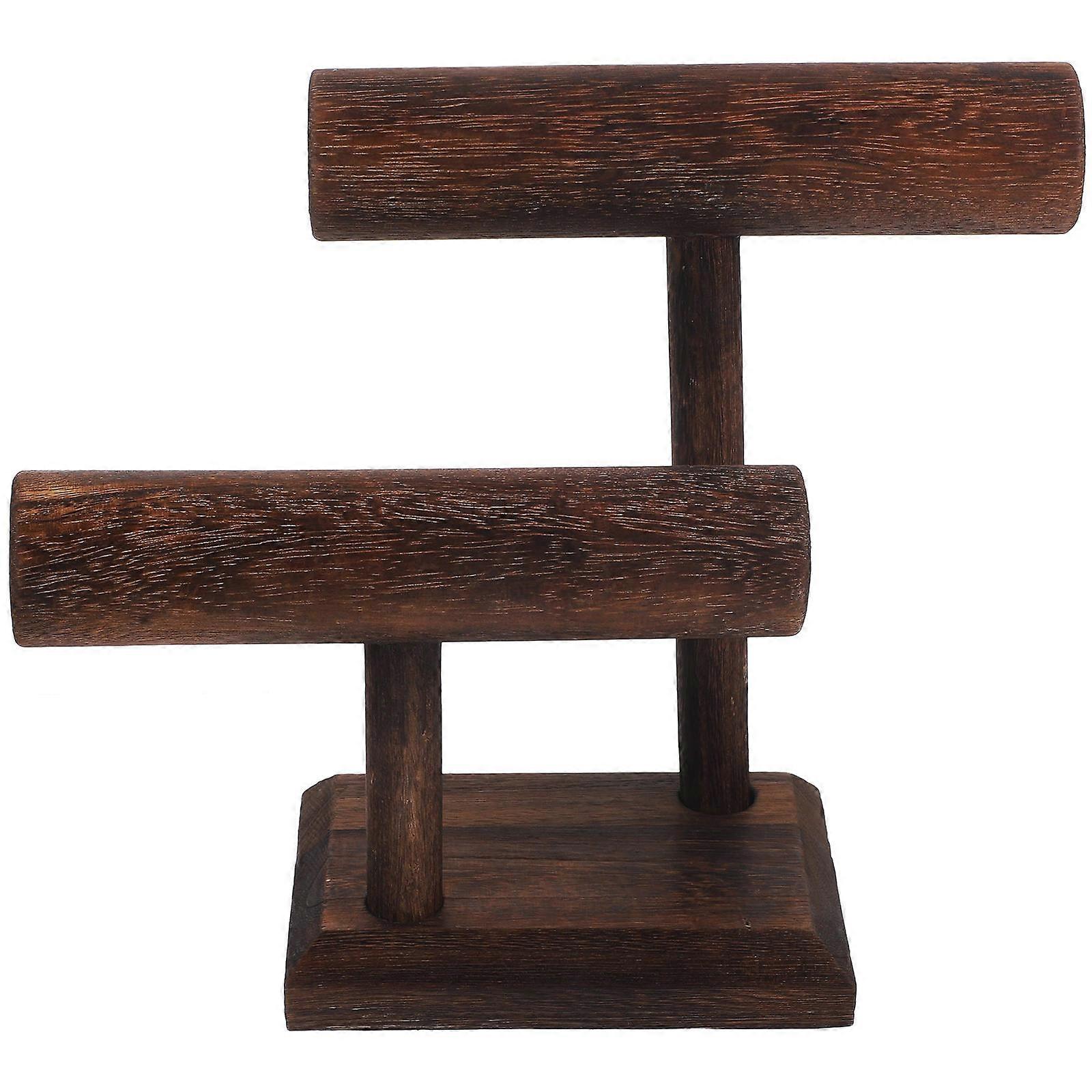 Natural Wood T-Shape Bracelet Display Stand Perfect For Bathroom And Work Desk 3Pcs