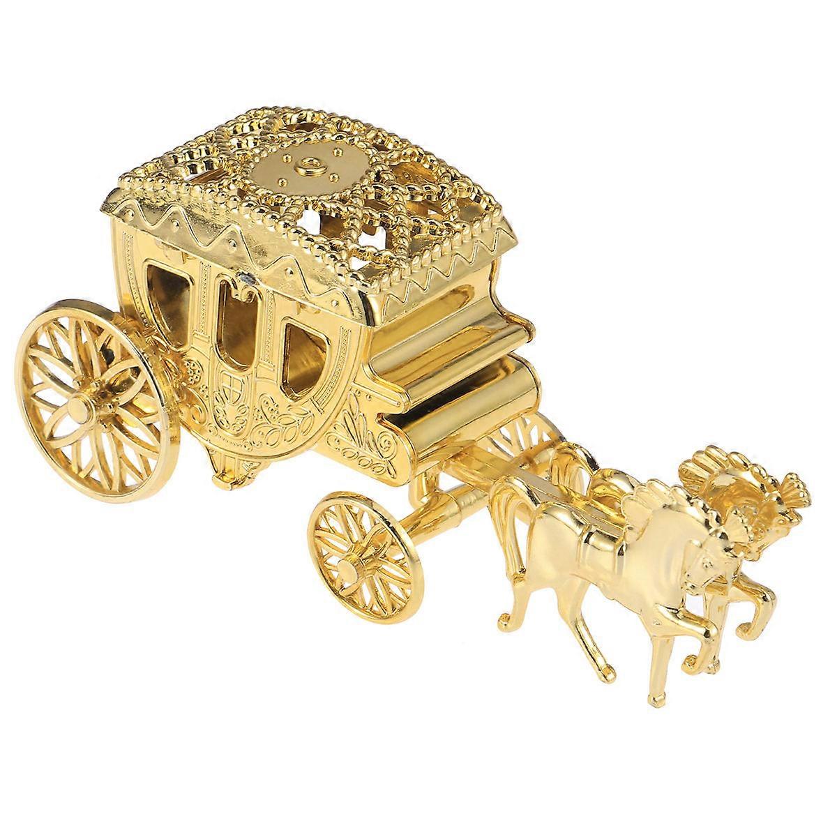 Carriage Shape Wedding Gift Boxes 6Pcs Golden Elegant Design Decorating For Parties Evening Events
