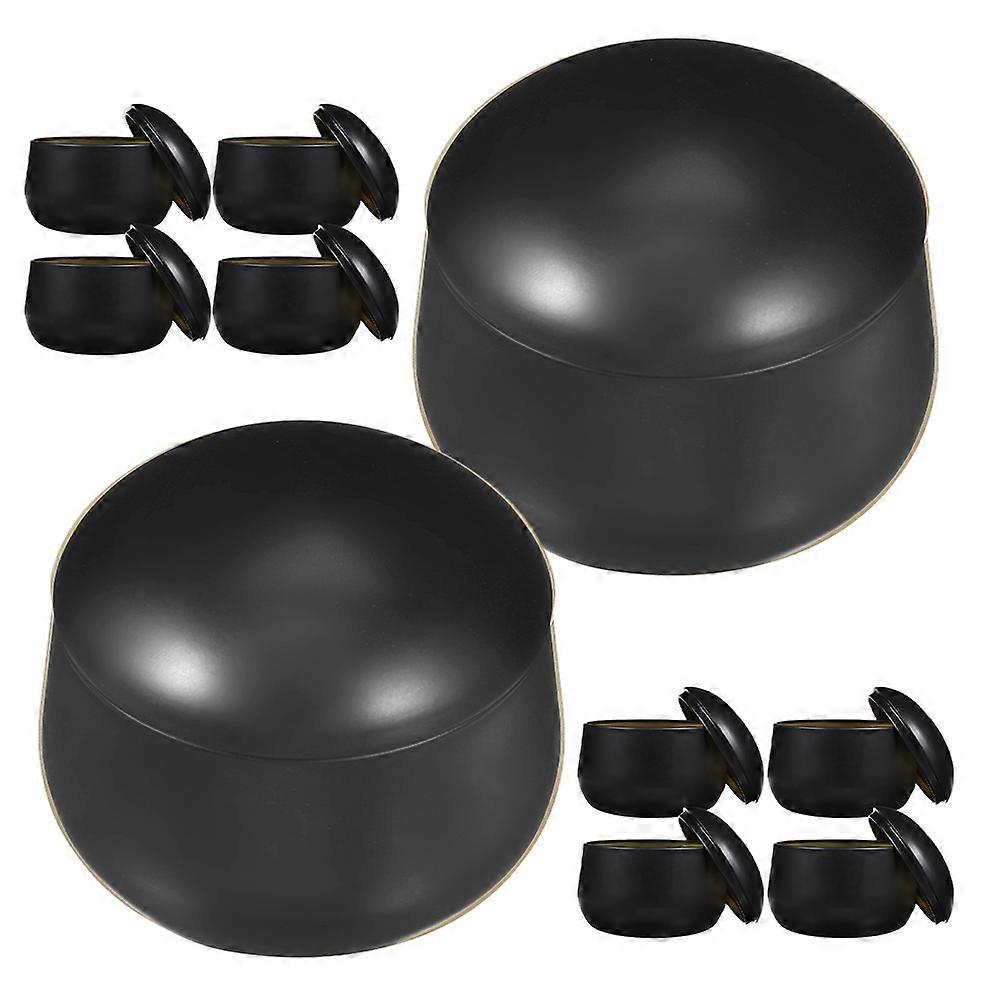 Airtight Tea Canister 10Pcs For Tea Drinking With Classic Round Dome Shape In Black Color Suitable For Home Use