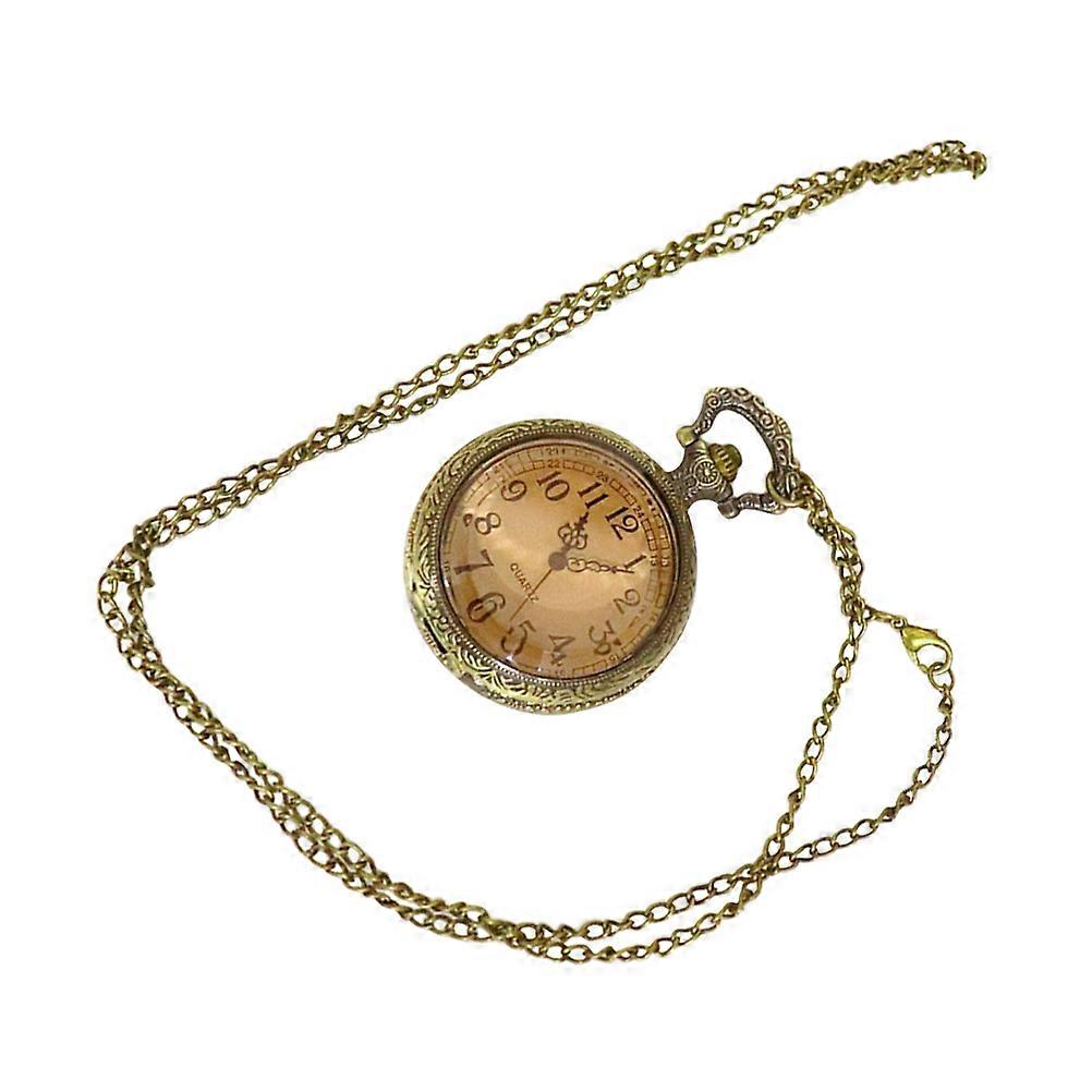 Golden Pocket Watch Retro Clamshell Watch with Big Numbers 2Pcs