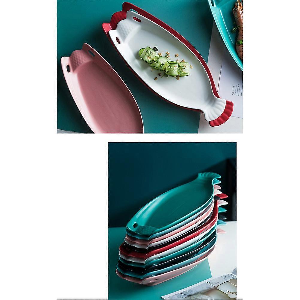 Creative Plate Ceramic Tableware for Storage 2Pcs Black Fish Shaped Dish