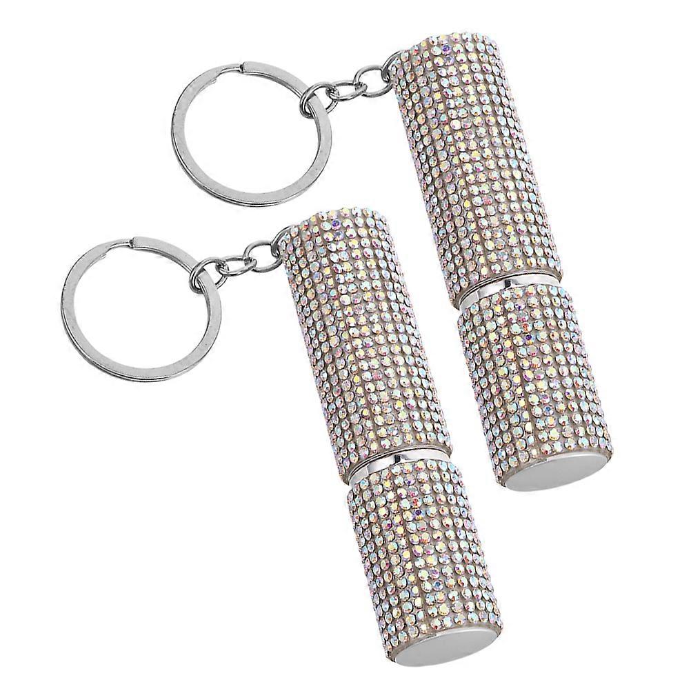 Refillable Perfume Bottle Travel Keychain Rhinestone Atomizer 2Pcs for Perfume