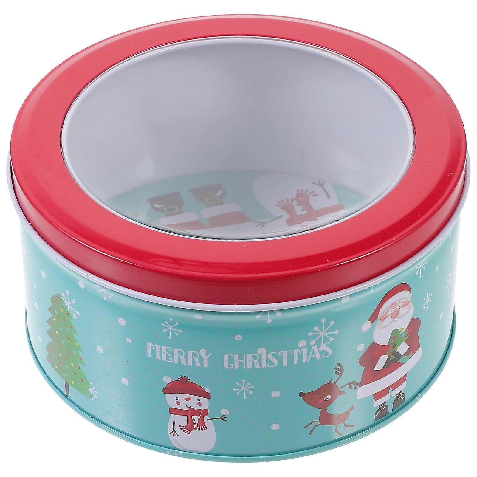 Christmas Treat Box Tinplate Storage Container for Storage 2Pcs Blue
