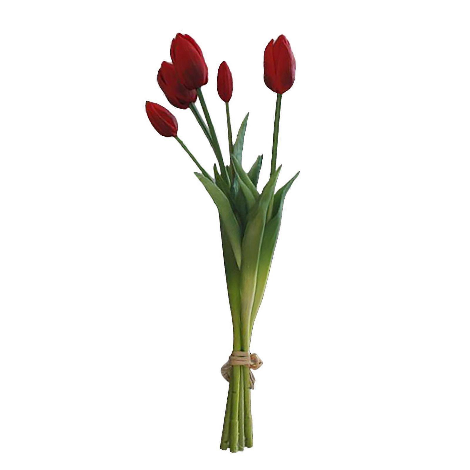 Minglan Simulated artificial flowers for home wedding photos with five bunches of soft glue tulips