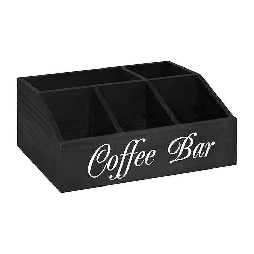 Coffee Station Counter Organizer Wooden Basket Holder for Coffee Pods - Rustic Storage Solution for Office Countertops