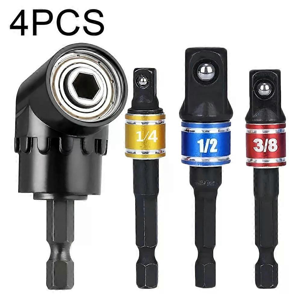 Flexible Drill Bit Extension Set Including 105° Right Angle Drill Attachment Hex Adapter Socket Bendable Magnetic Extender