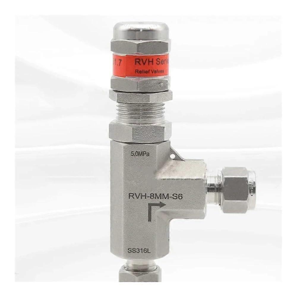 Compression Union 316 Stainless Steel Adjustable Spring Pressure Valve 1/81/2In & 312Mm, 6000 PSI, 10Mm CP 75115 PSIG