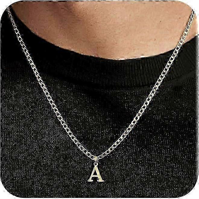 Halskæde med initialer og bogstaver fra A-Z til mænd, 18 karat forgyldt, halskæde med store initialer, cubansk ledkæde, 4 mm, 20 tommer, gaveidé.