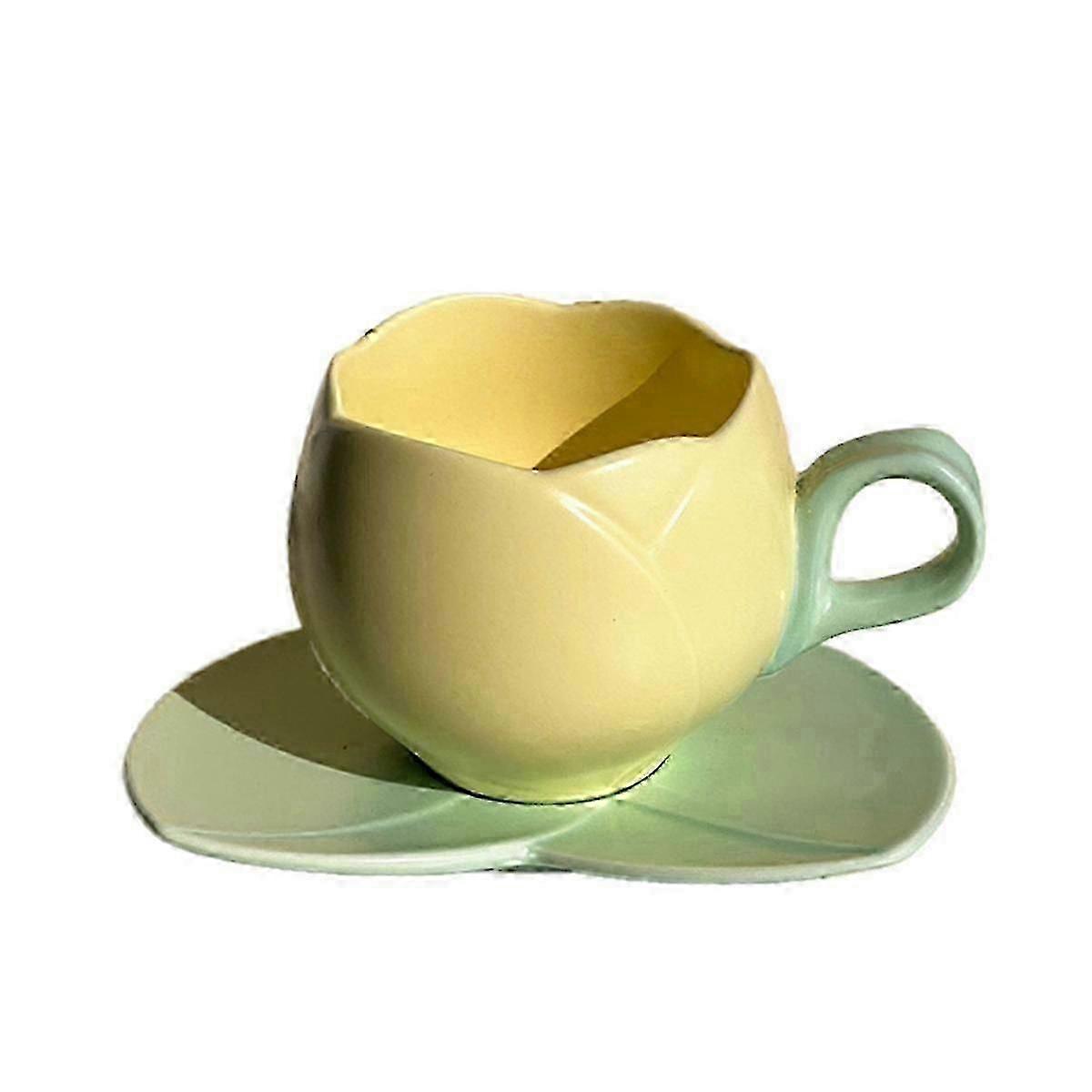 300ml Flower Shaped Ceramic Coffee Cup with Saucer