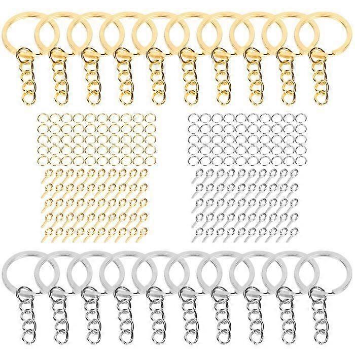 VINGVO Split Keychain Rings 220pcs Split Keychain Rings DIY Letters Numbers Pendant Eye Pins for Craft Decoration