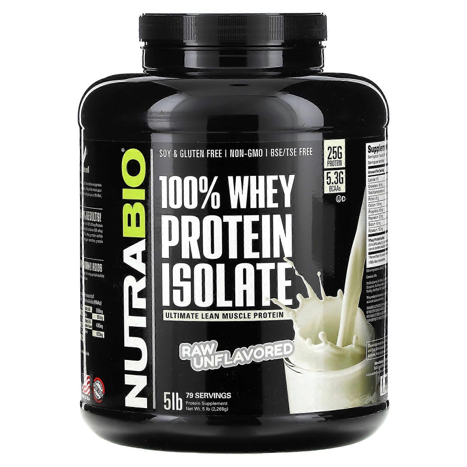 100% Whey Protein Isolate,  Raw Unflavored, 5 lb (2,268 g)