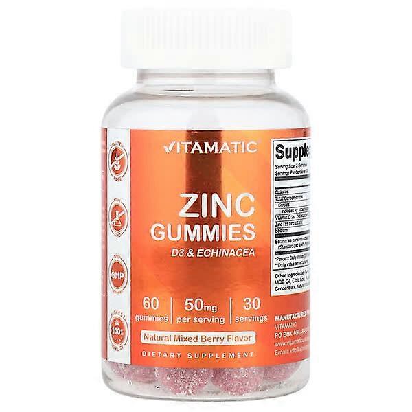 Vitamatic, Zinc Gummies, Mixed Berry, 60 Gummies