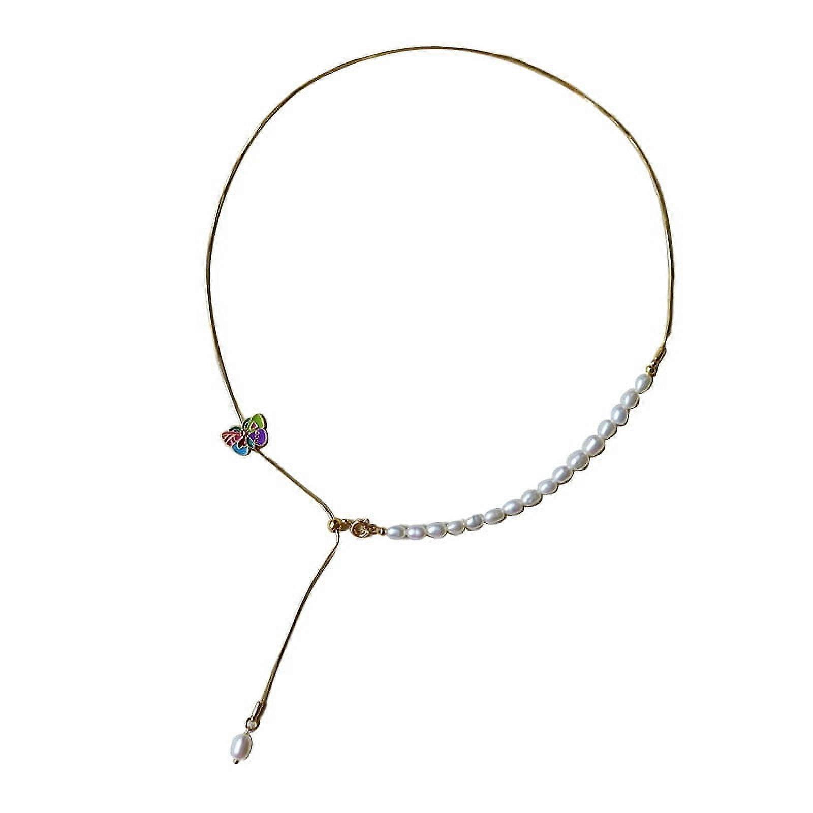 New Chinese style freshwater pearl butterfly tassel necklace versatile high-end simple retro niche clavicle chain