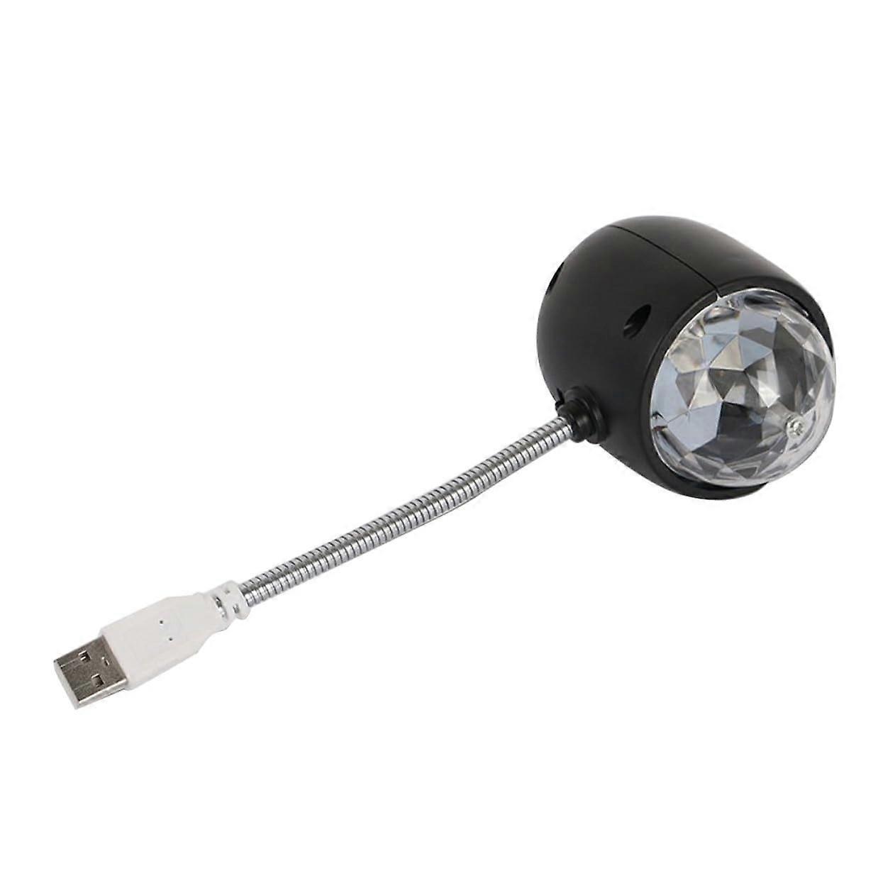 Mini USB Disco Ball Stage Light, RGB and White Light, USB Powered, Portable Reading Lamp, Strobe Effect, Black