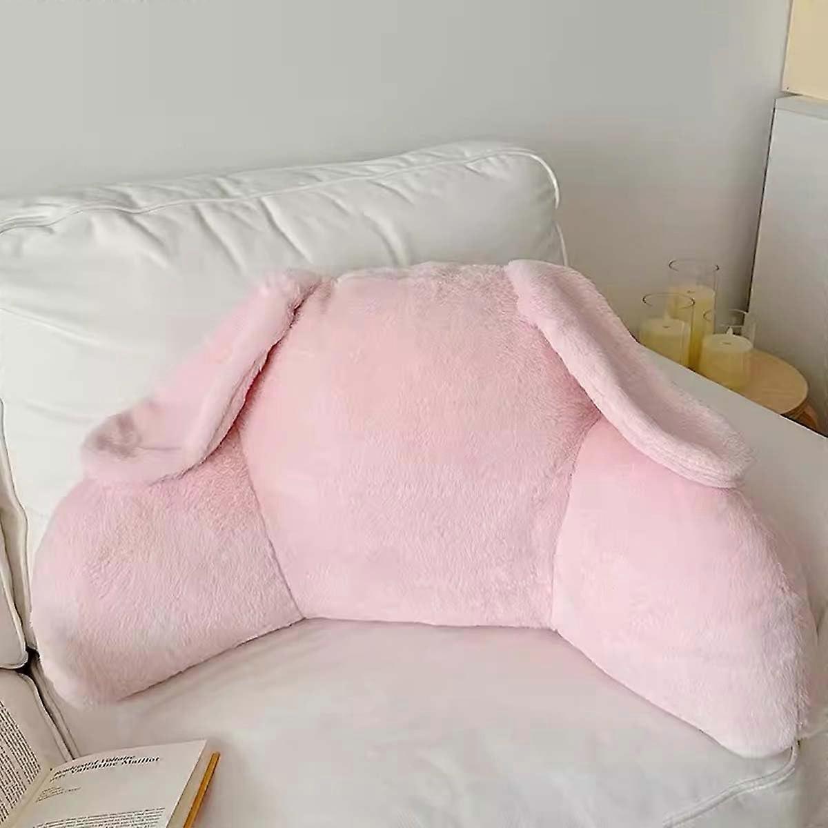 Reading Pillow for Kids Fluffy Fur Cuddle Cushion Kid Size Lumbar Back Support With Armrest For Reading And Gaming Pink