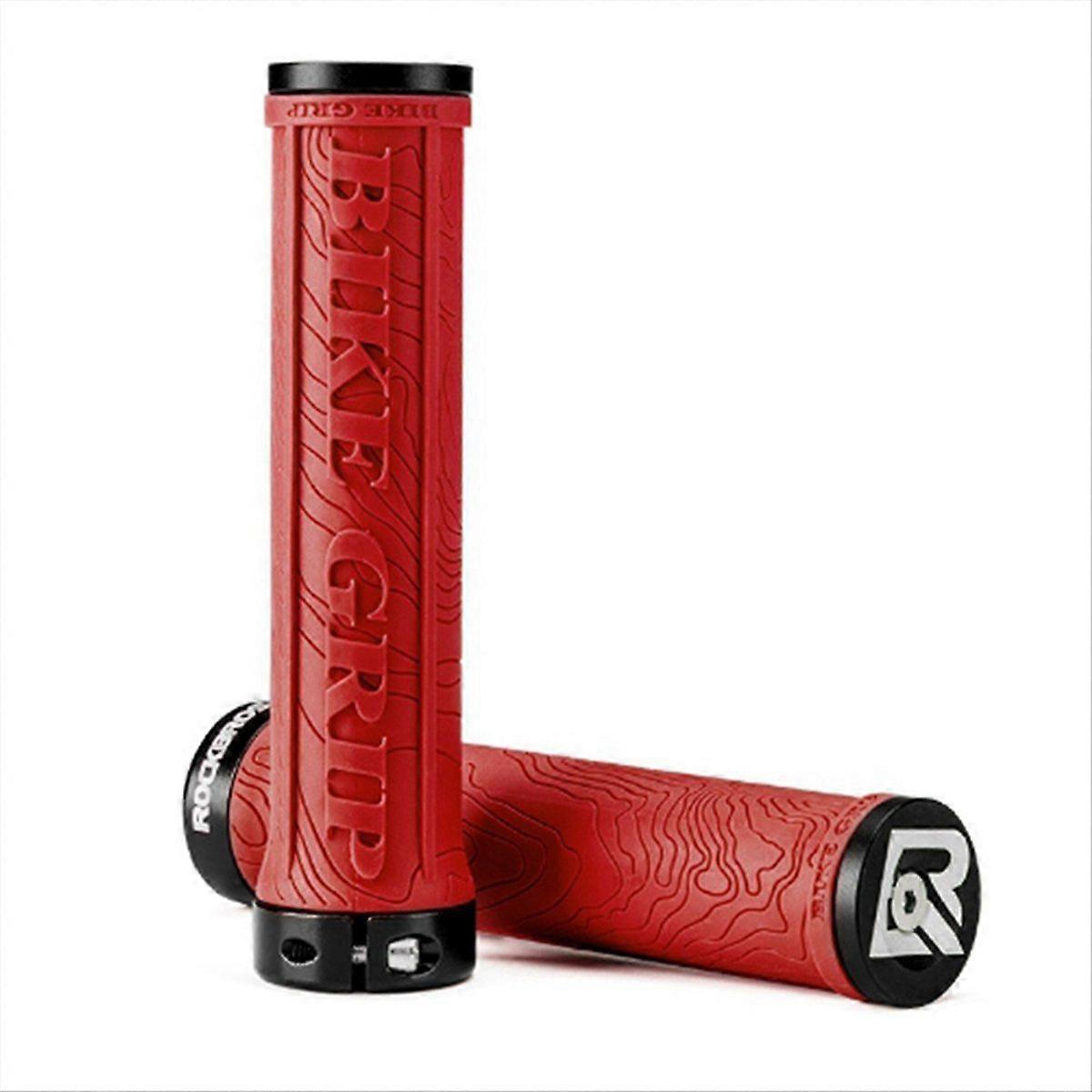 ROCKBROS TPR Rubber Grips MTB Soft 3D Anti-Slip Lock-On Handlebar,Red
