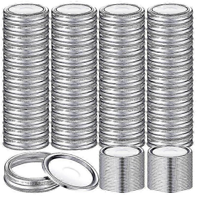 100 Pieces Canning Jar Lids and Bands Set Split-Type Lids with Silicone Seals Rings Leak Proof and S