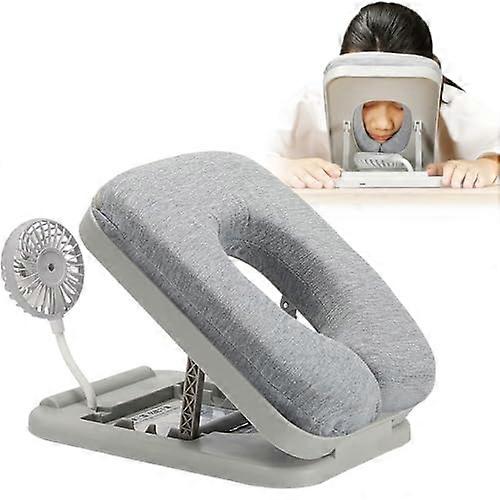 Foldable Nap Pillow Memory Foam With Rotating Mini Fan Adjustable For Home Office Travel