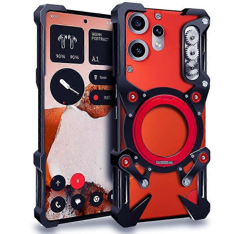 Rotating Bracket Hollow Metal Phone Case with Lanyard