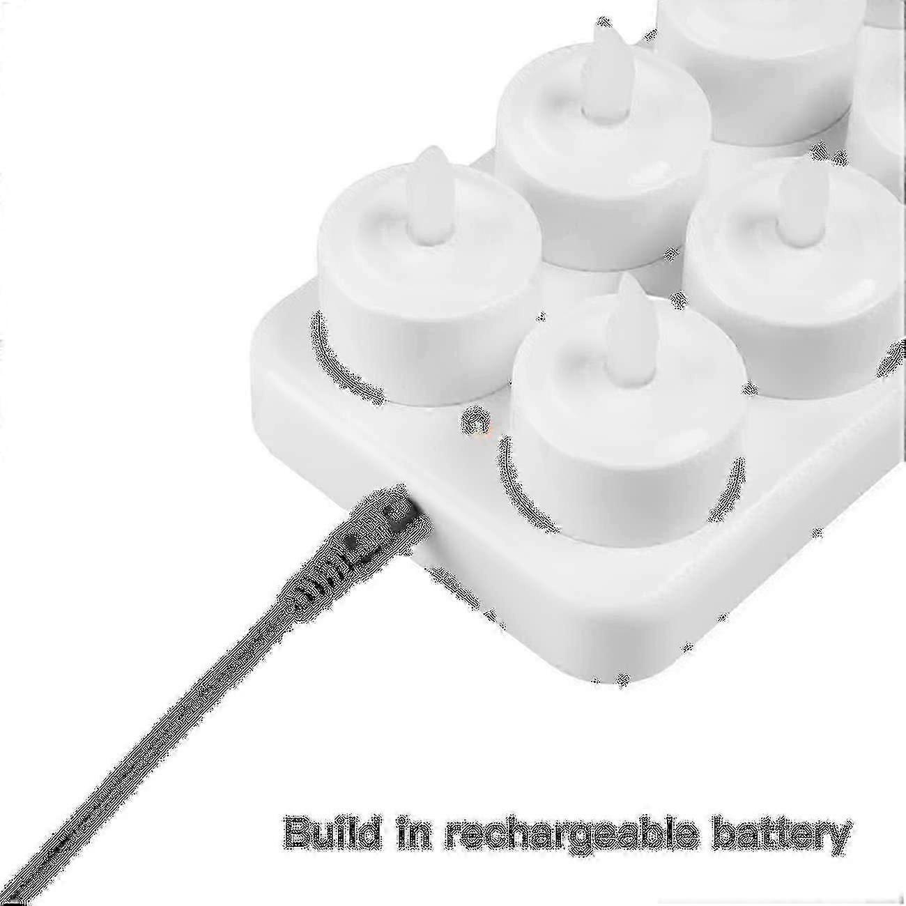 Flameless Candles - 12 Rechargeable Led Flickering Tea Lights + 12 Frosted Cups - Comes With Charging Base, No Battery Needed Souv -New SZJR