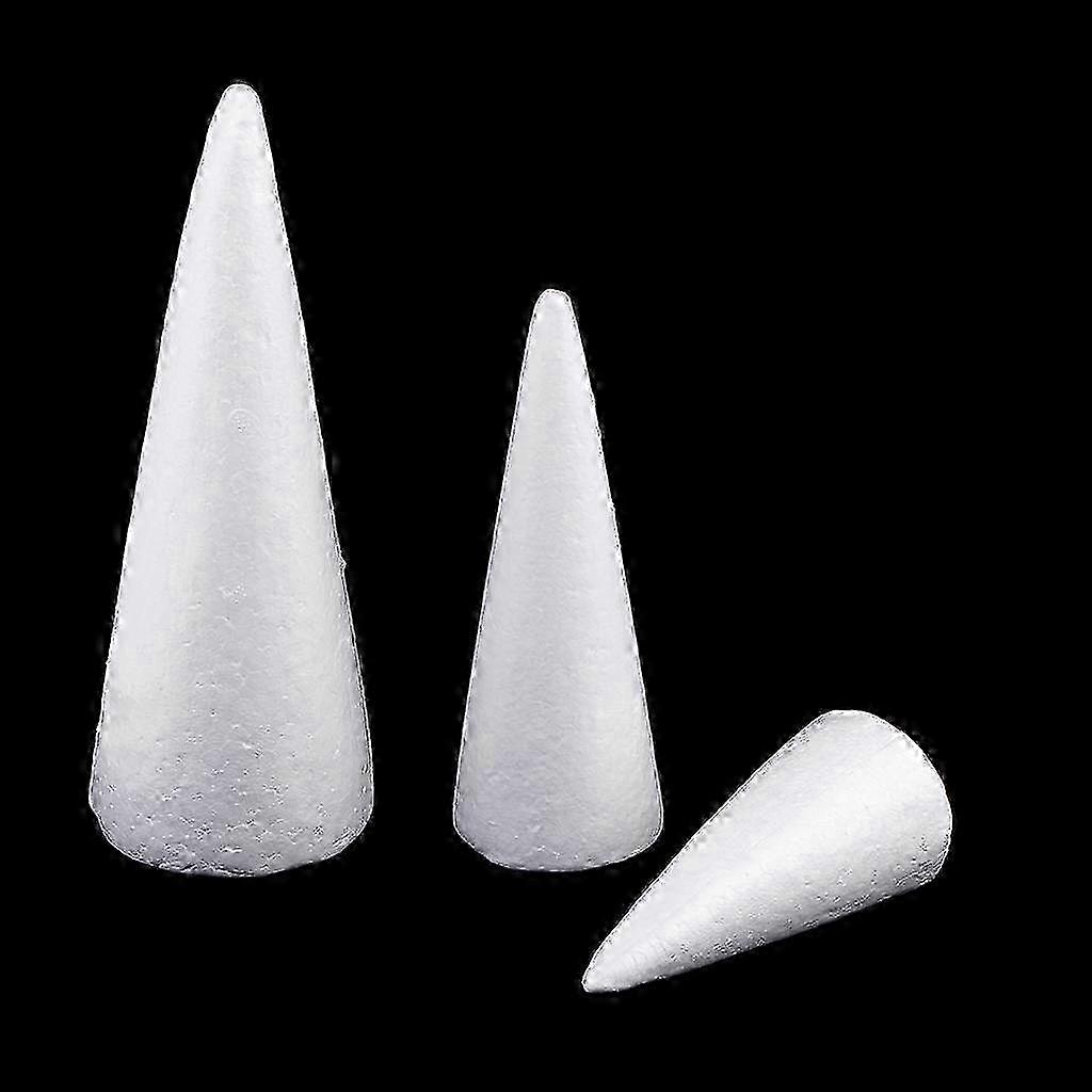3x Cone Polystyrene Foam Styrofoam 3 Sizes for DIY Crafts Xmas Tree Decor
