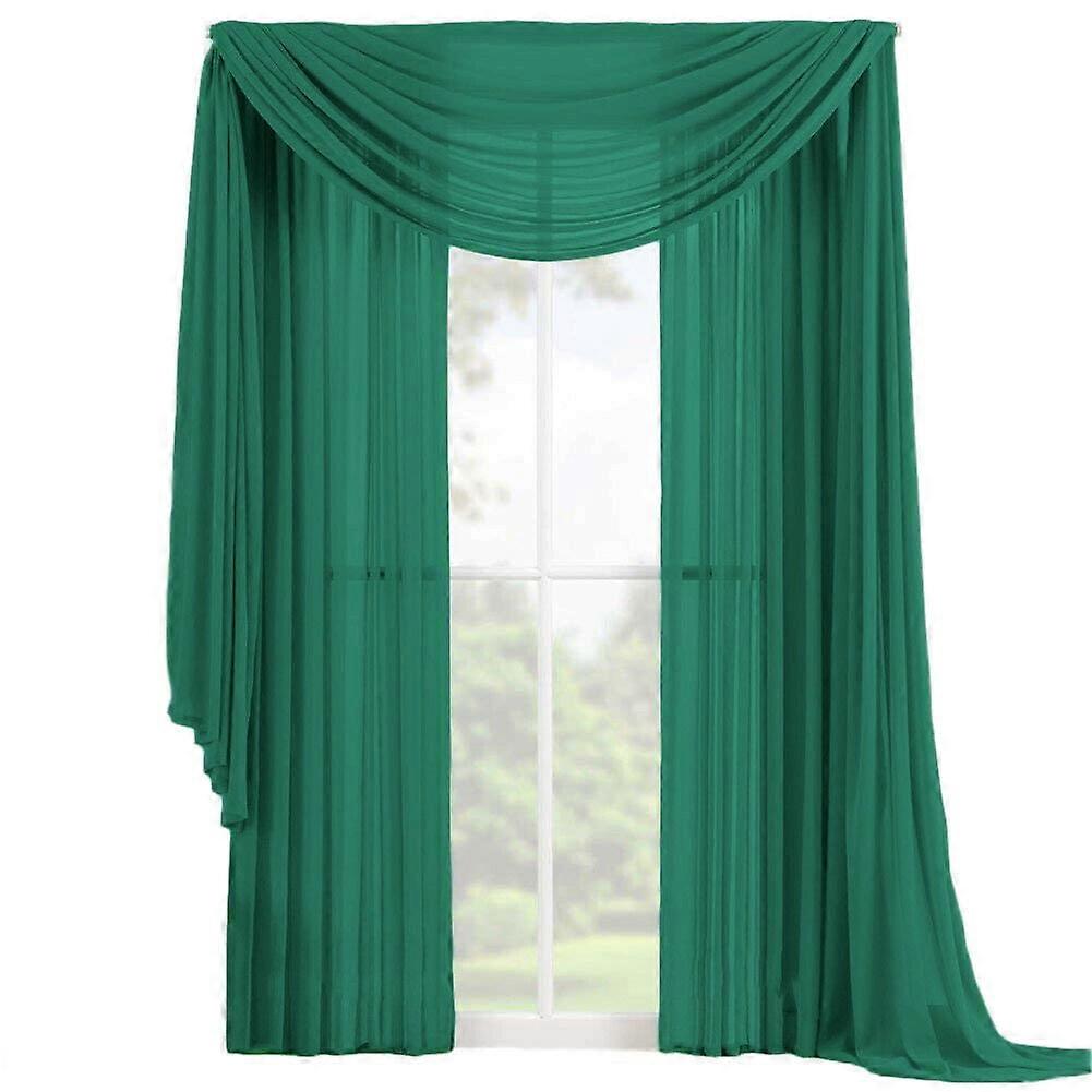 3 PC Complete Set 2 Panels and 1 Scarf Fully Stitched Sheer Window Curtain Drape